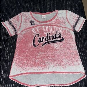 St. Louis Cardinals Women Red T-Shirt Distressed